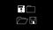Folder icon and save icon or disket icon on black background