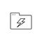 Folder lightning icon. Simple line, outline vector of icons for ui and ux, website or mobile application