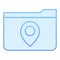 Folder with map pin flat icon. Folder location blue icons in trendy flat style. Folder with a map mark gradient style