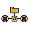 Folder network firewall icon color outline vector
