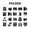 folder paper business file empty icons set vector