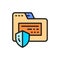 Folder protection, confidential information, internet security color line icon.