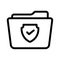 Folder secure shield encryption single isolated icon with outline style