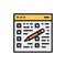 Folder tablet with pencil, clipboard, checklist flat color line icon.