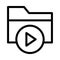 Folder video vector  thin line icon