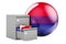 Folders in filing cabinet with bisexual flag, 3D rendering