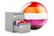 Folders in filing cabinet with lesbian flag, 3D rendering