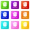 Folding carton icons set 9 color collection