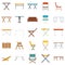 Folding furniture icons set flat vector isolated