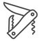 Folding knife with corkscrew line icon, picnic concept, Multi penknife sign on white background, Folding army knife icon