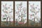 Folding screen in chinoiserie style with storks and peonies. Vector.