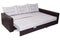 Folding sofa bed of white, full-size, armrests upholstered brown