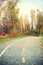 Foliage - Fall rural road with autumn leaves