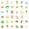 Foliage icons set, cartoon style