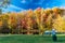 Foliage reflections in New England. Lake and trees