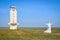 Folk art decoration with the shepherd statue in the steppe