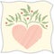 Folk Art Embroidered Heart on Linen