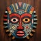 Folk Art Inspired By Ugandan Wooden Mask: Tribal Mask Painting On Linen