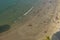 Folk bathing. The territory of the Indian beach. View from above.