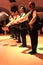 Folk dancers dance in Turkish Night in Turkey near Cappadocia