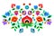 Folk embroidery ornament with flowers. Traditional polish pattern decoration - wycinanka, Wzory Lowickie