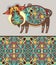 Folk ethnic animal - wild boar with seamless