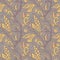 Folk fancy leaves and branches pattern. Seamless floral art nouveau texture