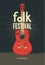 Folk festival poster. Retro typographical grunge vector illustration.