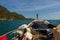 the Folk fishing boat with nets placed in the boat,Koh Yao Yai,Thailand