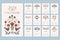 Folk hygge calendar 2024, whole year calendar printable template A4 format with folklore nordic motif with flowers and