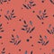 Folk hygge seamless pattern - florals, leaves, flowers, branches in scandinavian nordic style, ethnic botanical