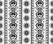 Folk love, Valentine`s Day vector monochrome seamless vertical pattern - Scandinavian traditional embroidery style with flowers an