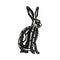 Folk monochrome rabbit isolated on a white background . Vector illustration hand drawn in the Scandinavian style. for