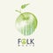 Folk music poster or banner with a green apple
