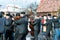 Folk musicians at the winter ending Transylvanian traditional carnival