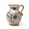 Folkloric Ceramic Pitcher With Orange And Blue Design