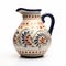 Folkloric Ceramic Pitcher On White Background