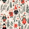 Folkloric Christmas Festivity Seamless Pattern