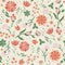Folkloric floral print with fantasy flowers, seamless pattern of bright fabulous flowers for fabric
