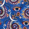 Folkloric Seamless Pattern with Indian Paisley Swirl, Nature Inspired Design Element