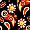 Folkloric Seamless Pattern with Paisley Flower, Nature Inspired Design Element