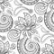 Folkloric Seamless Pattern with Paisley Flower, Nature Inspired Design Element