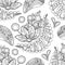 Folkloric Seamless Pattern with Paisley Flower, Nature Inspired Design Element