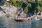 Folkloristic Christian procession of boats during Star Maris local party of the sea in Camogli