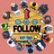 Follow Follower Following Connecting Networking Social Concept