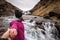Follow me to the waterfall Glymur with girl in Iceland