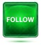 Follow Neon Light Green Square Button