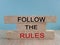 Follow the rules symbol. Concept words Follow the rules on brick blocks.