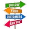 Follow Your Customers and Win Signs Meet Needs