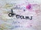 Follow your dreams motivational message over colorful painted background.